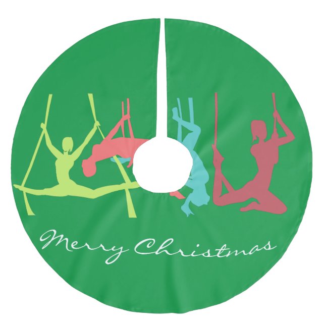 Aerial Fitness Poses Thunder_Cove Brushed Polyester Tree Skirt (Front)