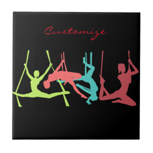 Aerial Fitness Poses Thunder_Cove Ceramic Tile