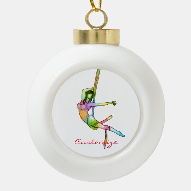 Aerial Fitness Yoga Thunder_Cove  Ceramic Ball Christmas Ornament (Front)
