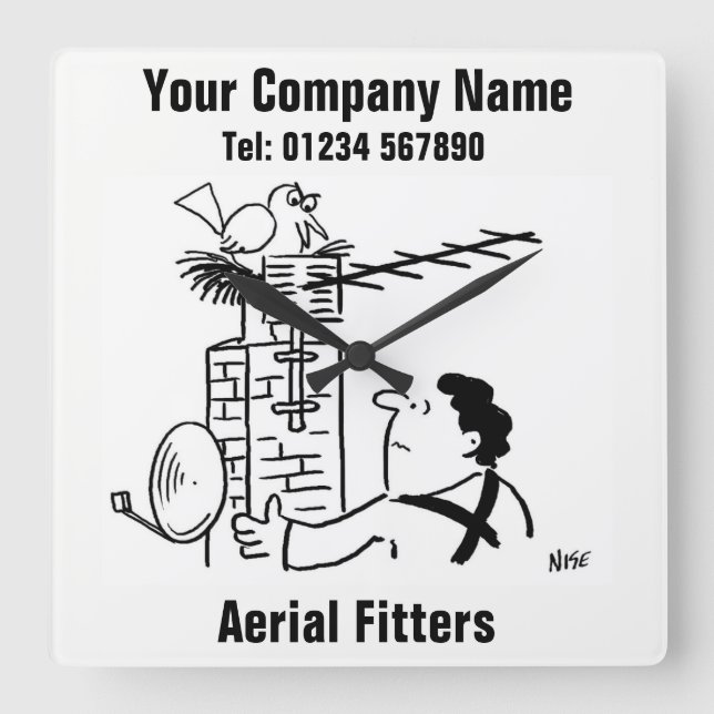 Aerial Fitter Cartoon Square Wall Clock (Front)