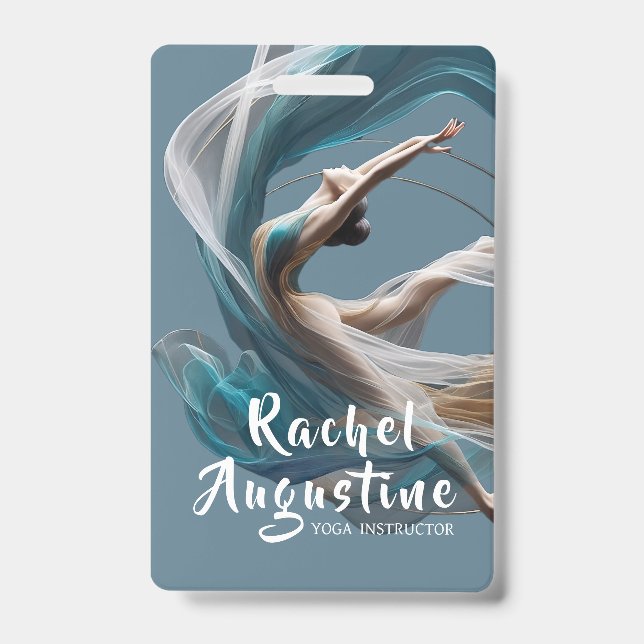 Aerial flying Air Yoga Instructor Pilates Fitness ID Badge (Front)