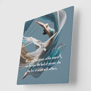 Aerial flying Air Yoga Instructor Pilates Fitness Square Wall Clock