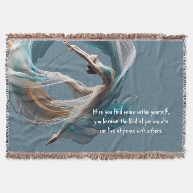 Aerial flying Air Yoga Instructor Pilates Fitness Throw Blanket (Front)
