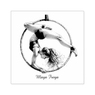 Aerial Hoop Lyra Name Rubber Stamp