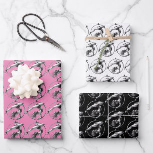 Aerial Hoop Lyra Pink Black Grey Wrapping Paper Sheet
