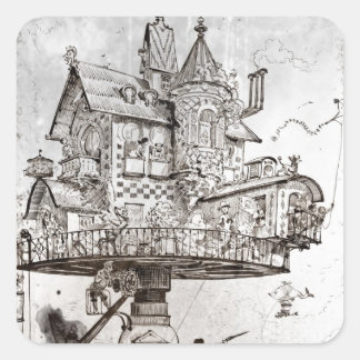 Aerial House Maison Tournante Square Sticker
