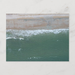 Aerial Image Green Ocean Water & Sandy Beach Postcard