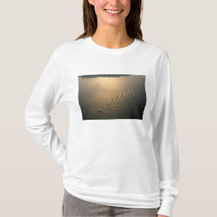 aerial image of boat in Lake Gatun Panama T-Shirt