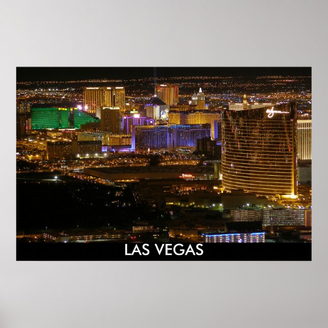 Aerial Las Vegas Strip at Night - High Altitude Poster (Front)