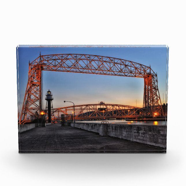 Aerial Lift Bridge and Lighthouse Duluth Minnesota Photo Block (Front)