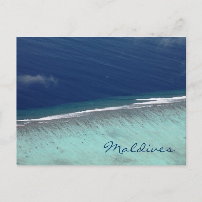 Aerial Maldives coral reef Postcard (Front)