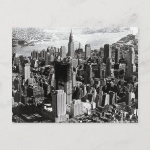 Aerial Manhattan Black & White Photograph Postcard