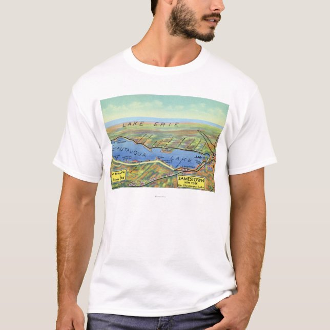 Aerial Map of Lake and Surrounding Towns T-Shirt (Front)