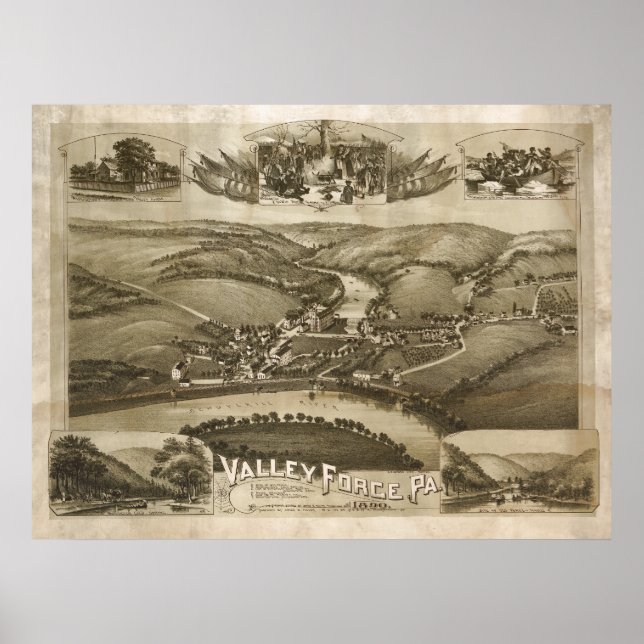 Aerial Map Valley Forge PA Pennsylvania Poster (Front)