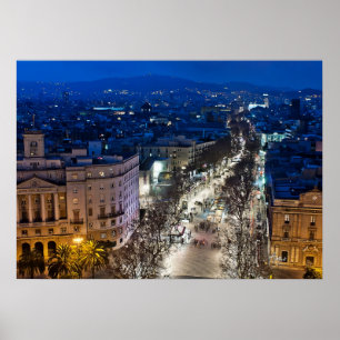 Aerial night view of the Boulevard Poster