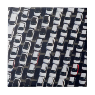 Aerial over Car Lot Ceramic Tile