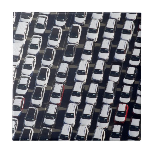 Aerial over Car Lot Ceramic Tile (Front)