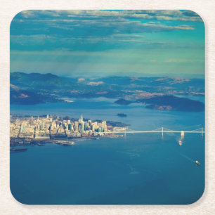 Aerial photograph of the San Francisco Bay Square Paper Coaster