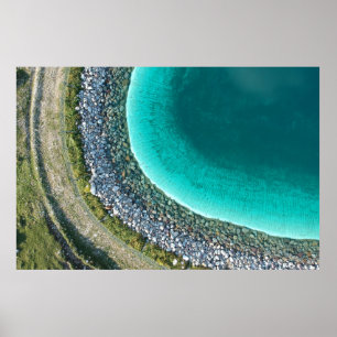 Aerial photography of body of water surrounded wit poster