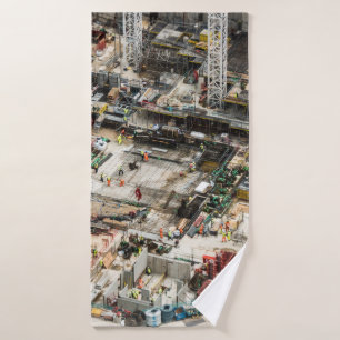 AERIAL PHOTOGRAPHY OF BUILDING CONSTRUCTION BATH TOWEL
