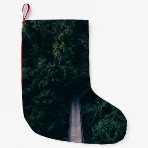 AERIAL PHOTOGRAPHY OF HANGING BRIDGE NEAR TREES SMALL CHRISTMAS STOCKING