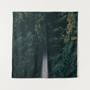AERIAL PHOTOGRAPHY OF HANGING BRIDGE NEAR TREES TAPESTRY