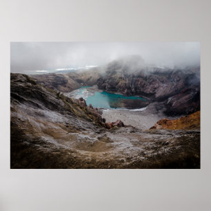 AERIAL PHOTOGRAPHY OF LAKE COVERED WITH FOGS POSTER