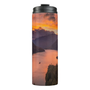 AERIAL PHOTOGRAPHY OF LAKE VIEWING MOUNTAIN UNDER THERMAL TUMBLER