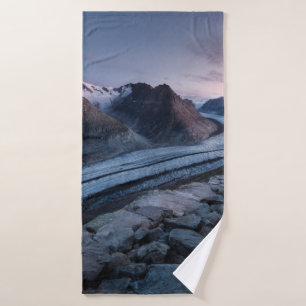 AERIAL PHOTOGRAPHY OF MOUNTAIN AND RIVER BATH TOWEL