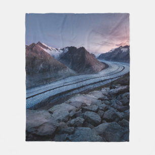 AERIAL PHOTOGRAPHY OF MOUNTAIN AND RIVER FLEECE BLANKET