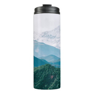 AERIAL PHOTOGRAPHY OF MOUNTAIN AND TREE THERMAL TUMBLER
