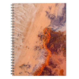 Aerial photography of mountains in the morning notebook