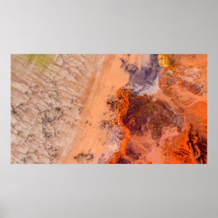 Aerial photography of mountains in the morning poster