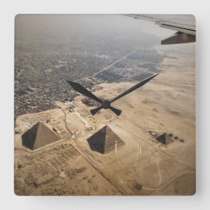 aerial photography of pyramids of Egypt Square Wall Clock