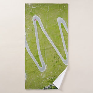 AERIAL PHOTOGRAPHY OF ROAD BATH TOWEL