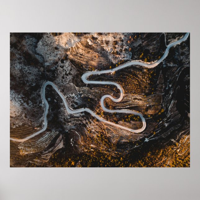 AERIAL PHOTOGRAPHY OF ROAD POSTER (Front)
