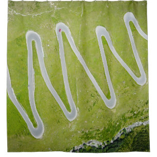 AERIAL PHOTOGRAPHY OF ROAD SHOWER CURTAIN