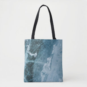 Aerial photography of sea waves during daytime tote bag
