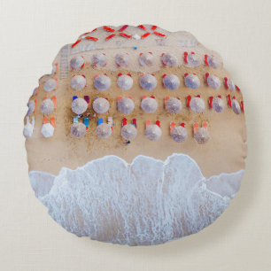 Aerial photography of seashore at daytime round cushion