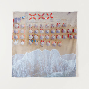 Aerial photography of seashore at daytime tapestry