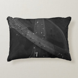 AERIAL PHOTOGRAPHY OF VEHICLE ON ROAD DECORATIVE CUSHION