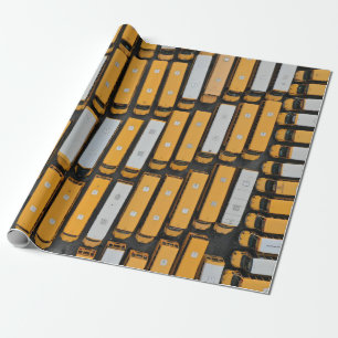 Aerial photography of white and yellow buses wrapping paper