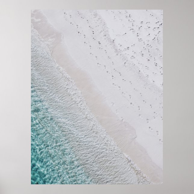 AERIAL PHOTOGRAPHY OF WHITE SAND SEASHORE AND GREE POSTER (Front)