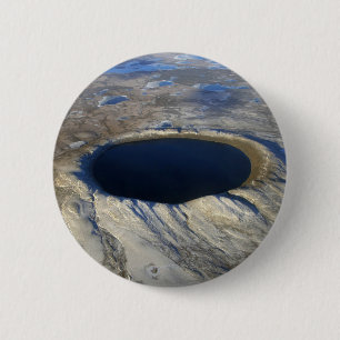 Aerial Pingualuit Crater, Quebec, Canada. 6 Cm Round Badge