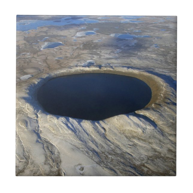 Aerial Pingualuit Crater, Quebec, Canada. Ceramic Tile (Front)