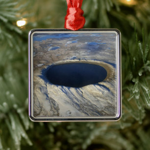 Aerial Pingualuit Crater, Quebec, Canada. Metal Ornament