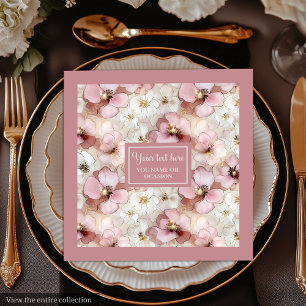 Aerial Pink and Gold Napkins Ethereal Monogram
