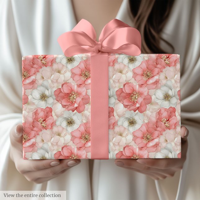 Aerial pink and gold watercolor gift wrap design (Aerial pink and gold watercolor gift wrap design)