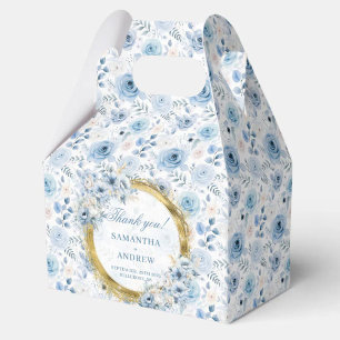 Aerial Romantic Bohemian Pastel Blue Gold Wedding Favour Box