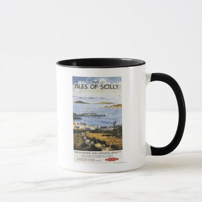 Aerial Scene of Town and Dock Railway Poster Mug (Right)